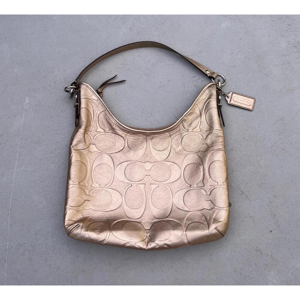 Coach | Vintage Metallic Gold Monogram Leather Shoulder Bag Y2K Medium